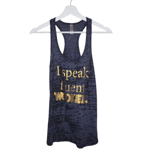 3/$20 Star Wars Inspired "I Speak Fluent Wookie" Racerback Burnout Tank Top M - Picture 1 of 5